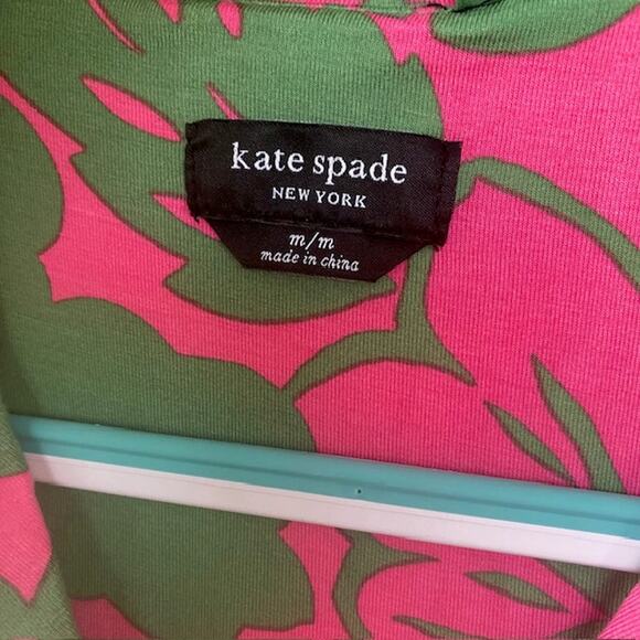 Kate Spade Pajama Set Shortie Pink & Green Floral Pockets Women's Medium NWT - Picture 6 of 12